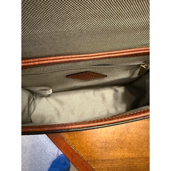 Fossil Wiley Mini Leather Satchel Brown Crossbody Bag Brass Buckle Key Charm - Picture 8 of 15